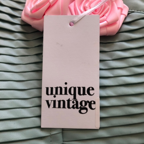 Unique Vintage Sage & Ivory Tulle Swing Cocktail Dress, XS, NWT - Picture 9 of 11